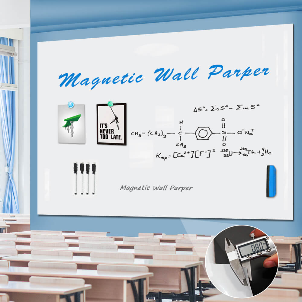 ZHIDIAN Whiteboard Contact Paper for Wall, Magnetic Receptive Dry Erase Board Sticker Sheet Wallpaper, Non-Adhesive Back
