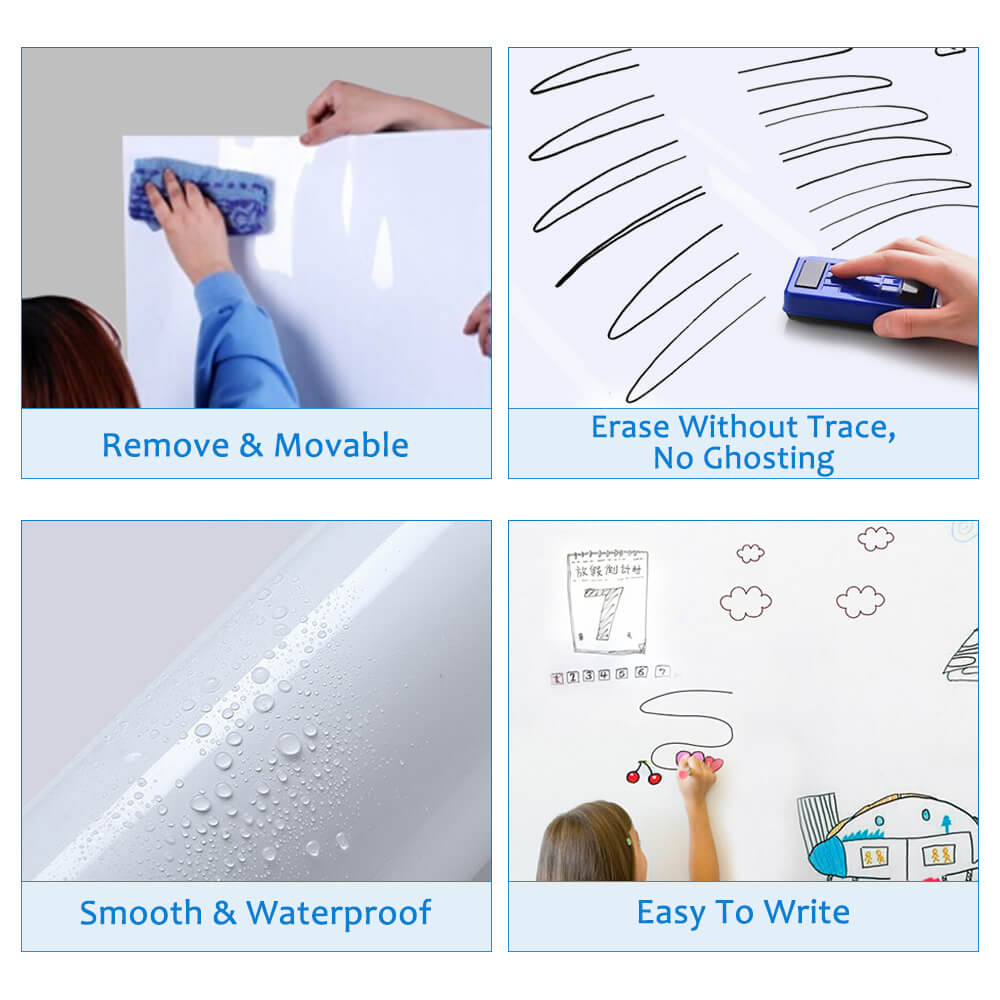 ZHIDIAN Whiteboard Contact Paper for Wall, Magnetic Receptive Dry Erase Board Sticker Sheet Wallpaper, Non-Adhesive Back