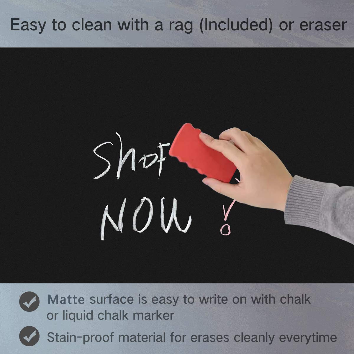 ZHIDIAN Magnetic Chalkboard Contact Paper for Wall, Non-Adhesive Back Chalkboard Wallpaper, Blackboard Wall Sticker with Chalks for Home/School/Playroom