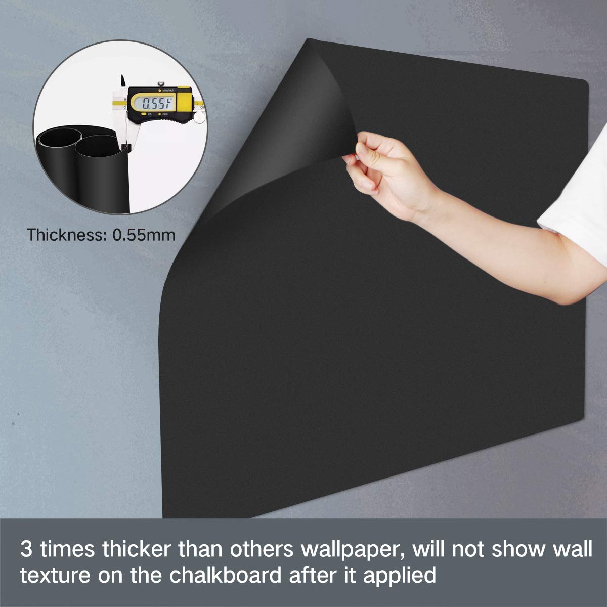 ZHIDIAN Magnetic Chalkboard Contact Paper for Wall, Non-Adhesive Back Chalkboard Wallpaper, Blackboard Wall Sticker with Chalks for Home/School/Playroom