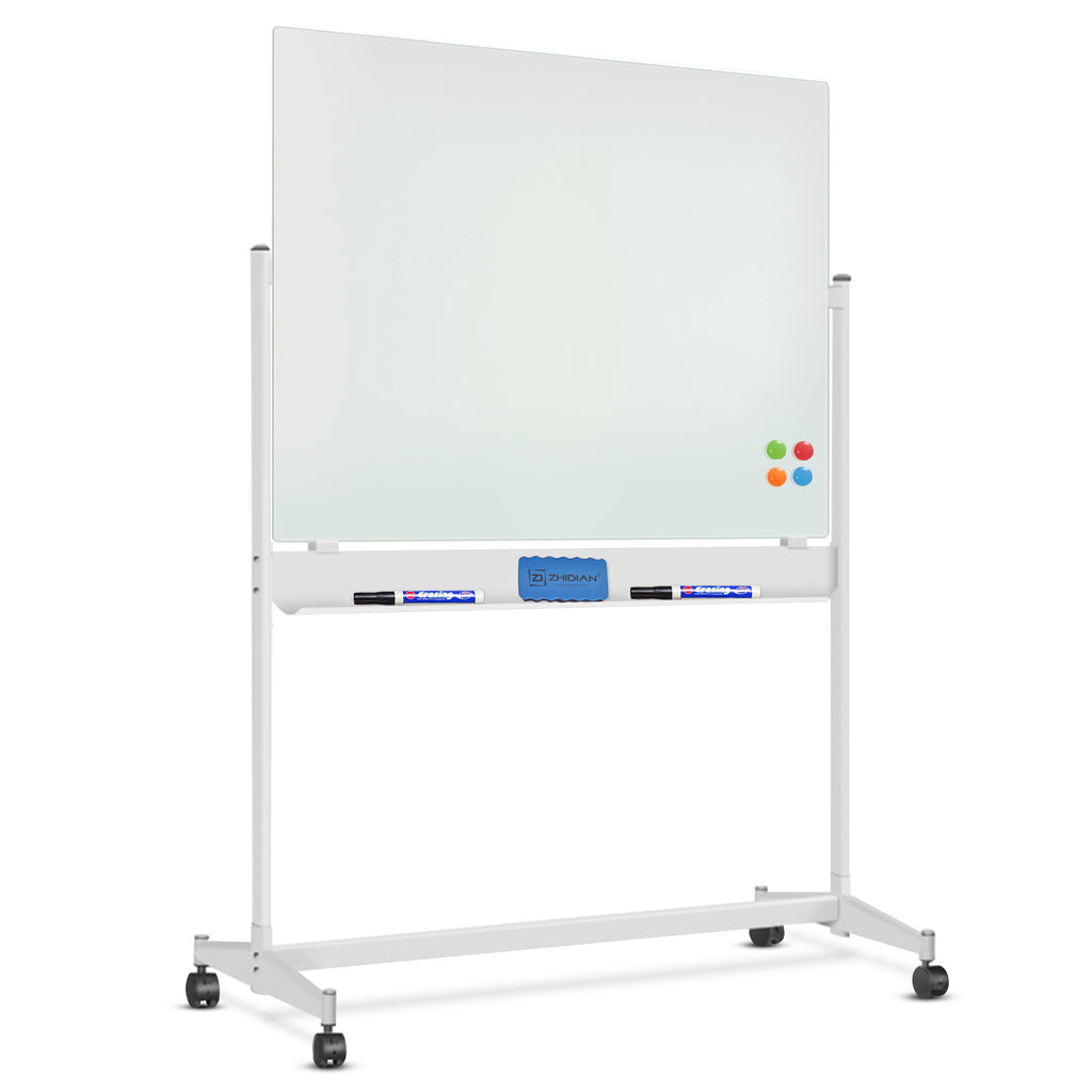 Mobile Glass Dry Erase Board with Stand, Large Magnetic Whiteboard –  zhidianoffice