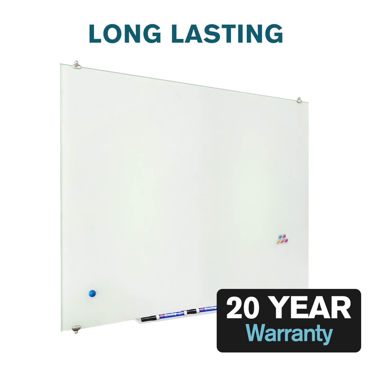ZHIDIAN Glass Dry Erase Board, Magnetic Tempered Whiteboard for Wall, 4 Markers, 1 Eraser, 4 Magnets