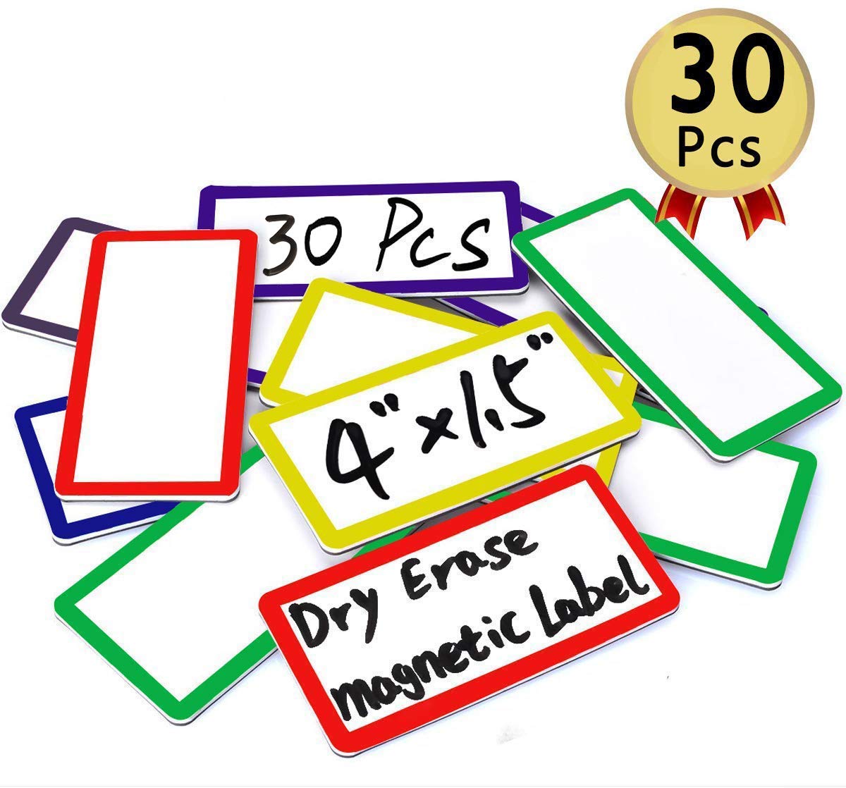 ZHIDIAN Large Magnetic Dry Erase Labels 1.5" x 4", 30-Pcs