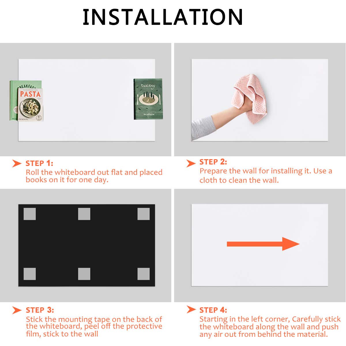 ZHIDIAN Magnetic White Board Stickers for Wall 94 x 48 inches, Non-Adhesive Back