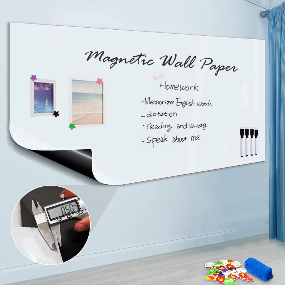 Large Magnetic Whiteboard Sticker for Wall | Non-Adhesive Back with Dry  Erase Board Surface | 48 x 36 Inches, Includes 2 Markers 6 Magnets | Thick  and