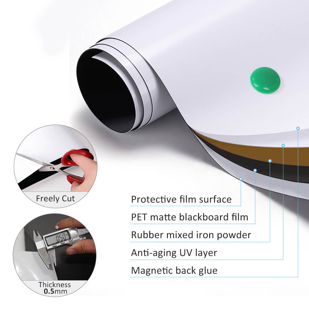 ZHIDIAN Magnetic Whiteboard Sticker, Dry Erase Whiteboard Contact Paper for Wall, Dry-Erase Board Wallpaper for School/Office/Home, Includes 4 Markers, Non-Adhesive Back