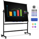 Rolling Whiteboard, Mobile Magnetic Dry Erase Board with Stand for Office School Home (Black - 36 x 24 in)