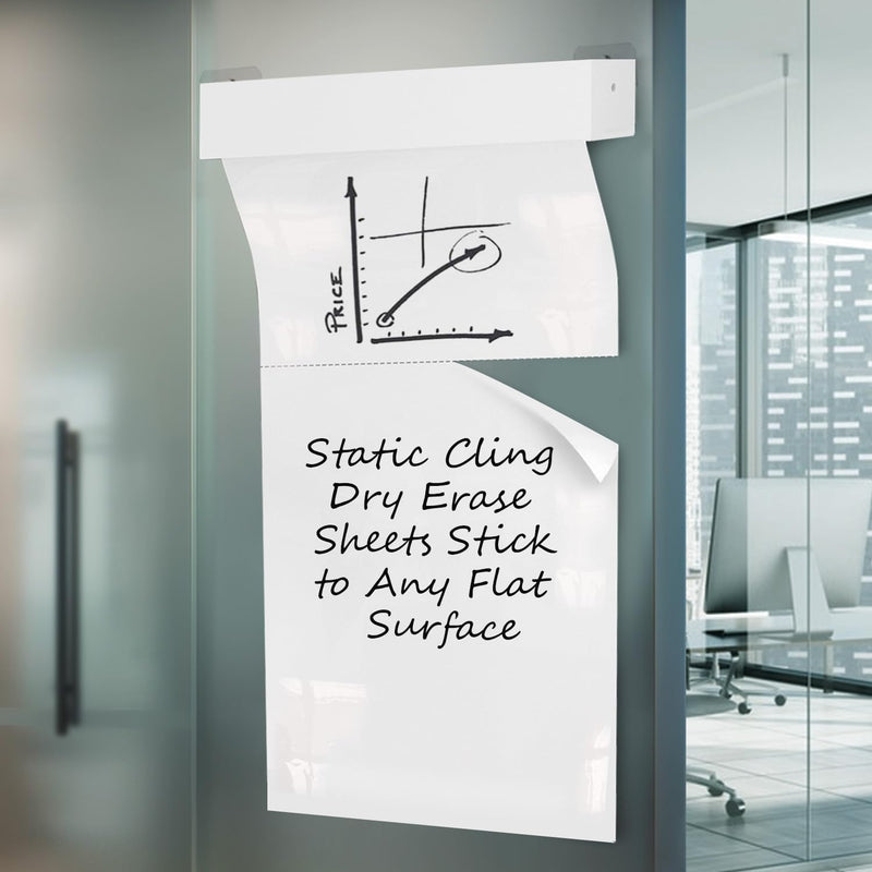 Static Cling Dry Erase Sheets, Removable Reusable Restickable Whiteboard Poster Paper for Wall, Portable White Board Wallpaper with Acrylic Box 16.5x23-15 Sheets