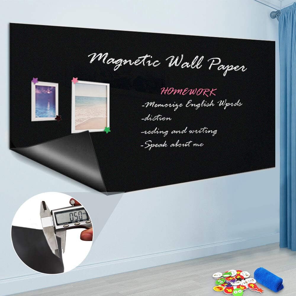 ZHIDIAN Magnetic Chalkboard Sticker for Wall | Non-Adhesive Back Blackboard Contact Paper, Thick and Removable