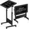 Mobile Standing Desk with Writing Glass, Small Foldable Adjustable Height Desk, Portable Sit Stand Desk Tilting Rolling Laptop Desk Computer Table with Wheels and Drawer, Black