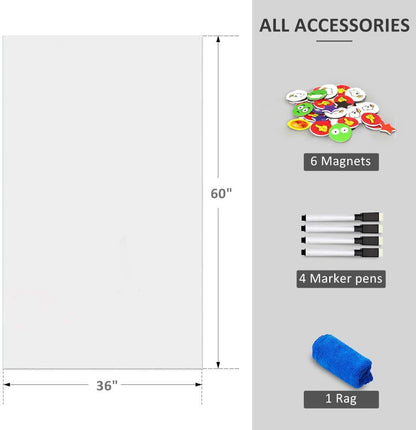 ZHIDIAN 48x36 Inch Magnetic Whiteboard Wall Sticker, Non-Adhesive Removable Dry Erase Decal with 2 Markers & 6 Magnets