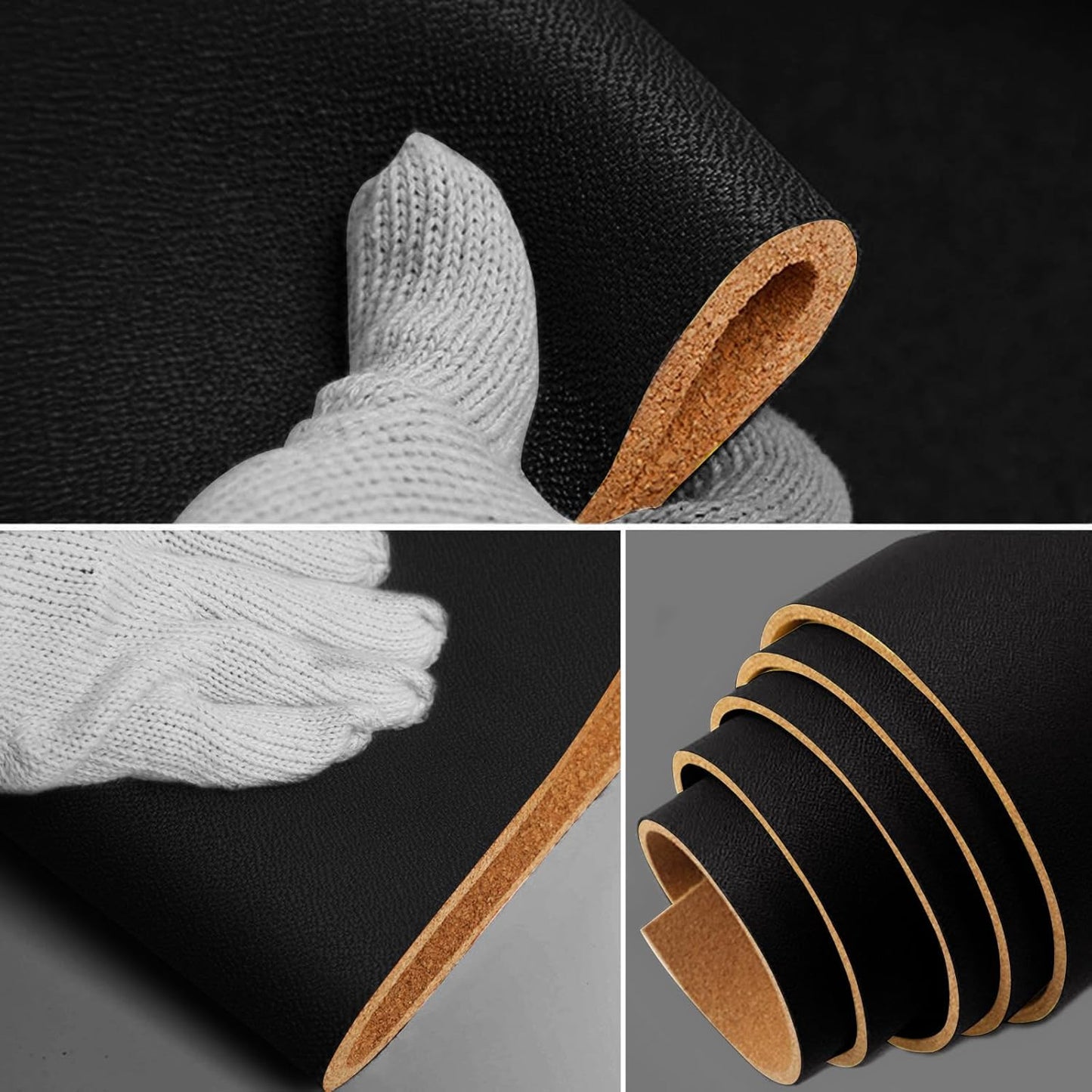 Linen Cork Board Roll Black 48" x 24", 1/4" Thick Large Fabric Covered Corkboard for Walls, ZHIDIAN Frameless Bulletin Board Non-Adhesive Colored Cork Board for Office Decor