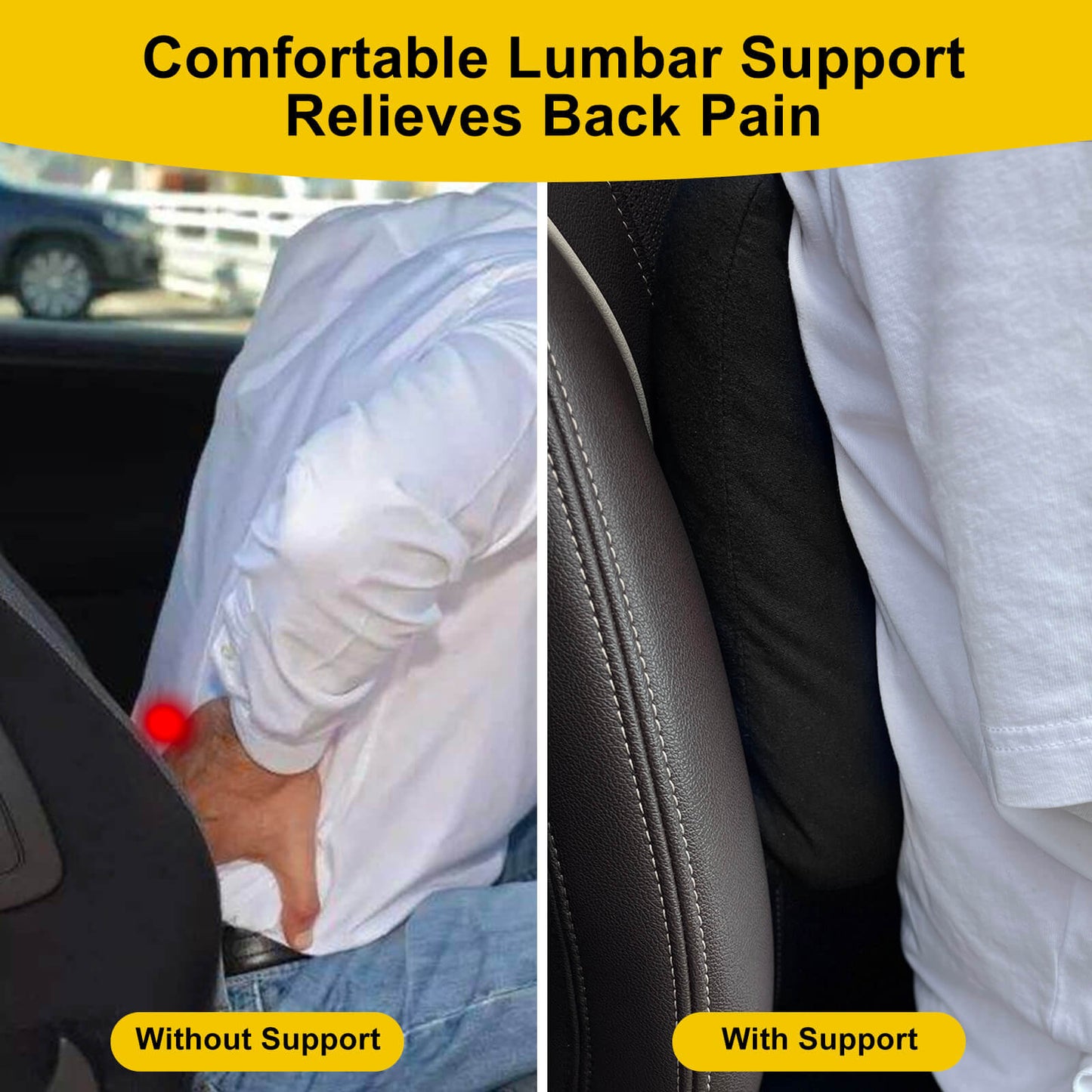 Graphene Car Seat Cushion Lumbar Support Pillow, Comfort Memory Foam Car Cushions for Driving, Sciatica & Lower Back Pain Relief for Auto, Office Chair, Wheelchair