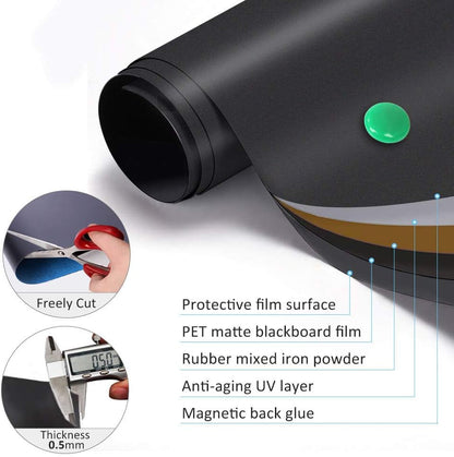 ZHIDIAN Magnetic Chalkboard Sticker for Wall | Non-Adhesive Back Blackboard Contact Paper, Thick and Removable