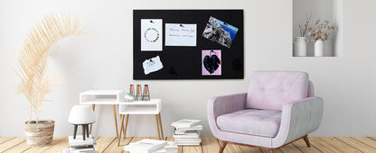 Linen Cork Board Roll Black 48" x 24", 1/4" Thick Large Fabric Covered Corkboard for Walls, ZHIDIAN Frameless Bulletin Board Non-Adhesive Colored Cork Board for Office Decor