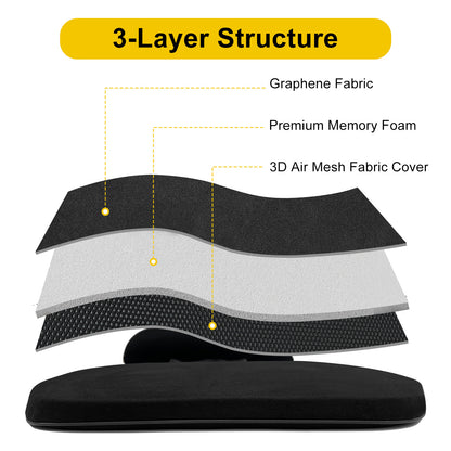 Graphene Car Seat Cushion Lumbar Support Pillow, Comfort Memory Foam Car Cushions for Driving, Sciatica & Lower Back Pain Relief for Auto, Office Chair, Wheelchair