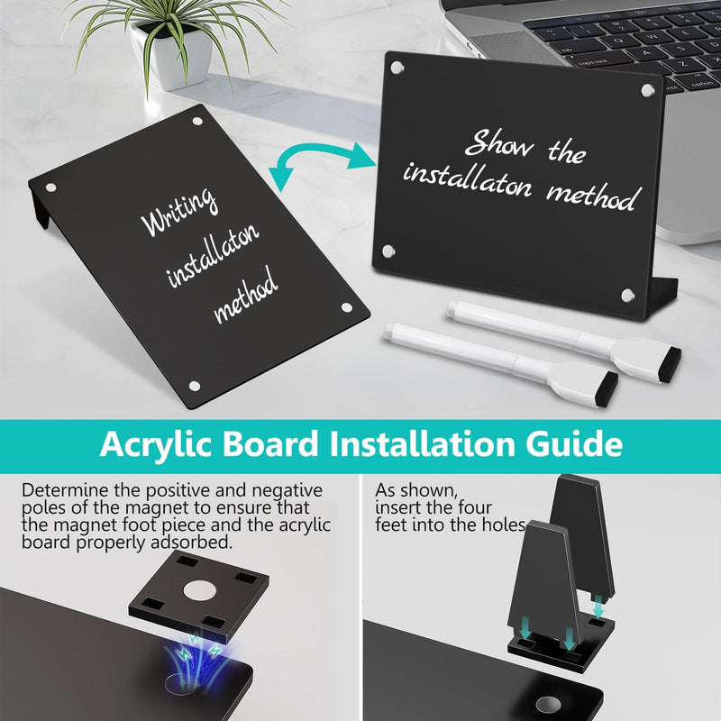 Desktop Black Dry Erase Board with Stand, Magnetic Acrylic Calendar Black Whiteboard Desk Easel, Mini Weekly Menu Daily Planner Chalk Board Blackboard to Do List Board, 2Pack-8x6"