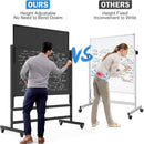 Rolling Chalkboard Double-Sided 60 x 36, Large Magnetic Blakc Dry Erase Board with Stand, Movable Blackboard for Office, School, Home