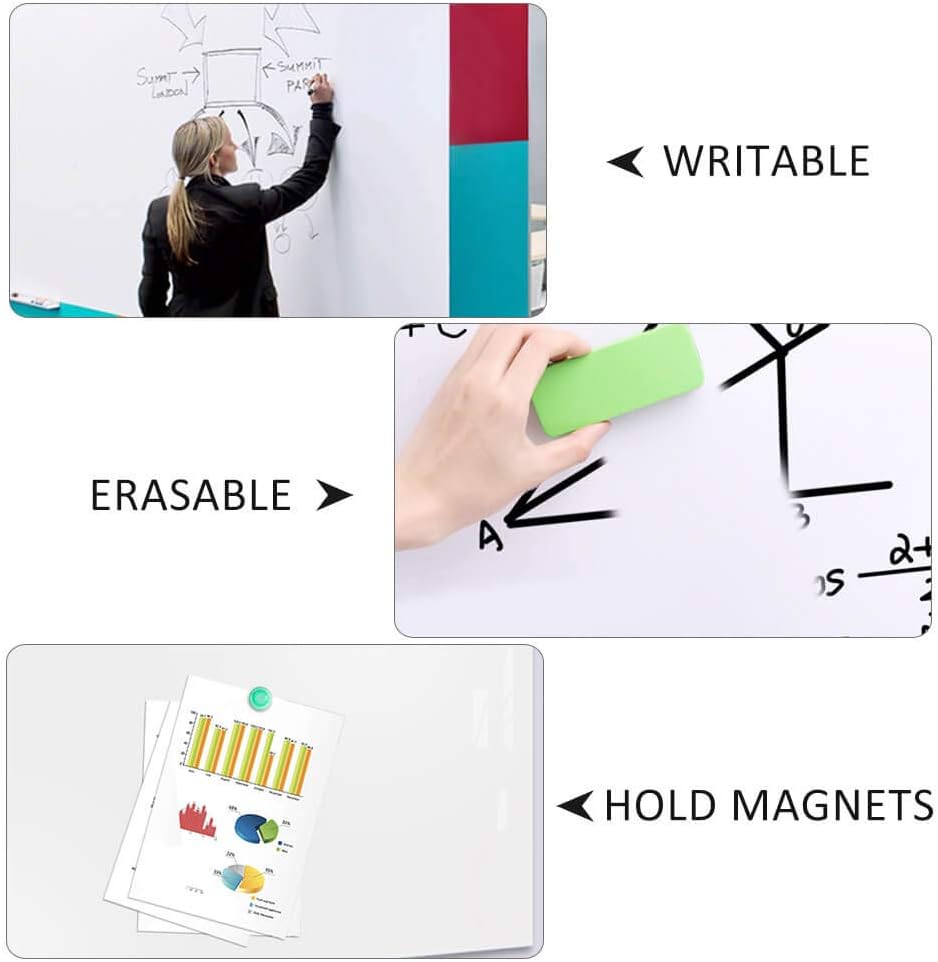 ZHIDIAN 48x36 Inch Magnetic Whiteboard Wall Sticker, Non-Adhesive Removable Dry Erase Decal with 2 Markers & 6 Magnets