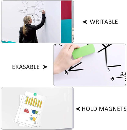 ZHIDIAN 48x36 Inch Magnetic Whiteboard Wall Sticker, Non-Adhesive Removable Dry Erase Decal with 2 Markers & 6 Magnets