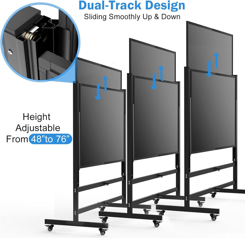 Rolling Chalkboard Double-Sided 60 x 36, Large Magnetic Blakc Dry Erase Board with Stand, Movable Blackboard for Office, School, Home