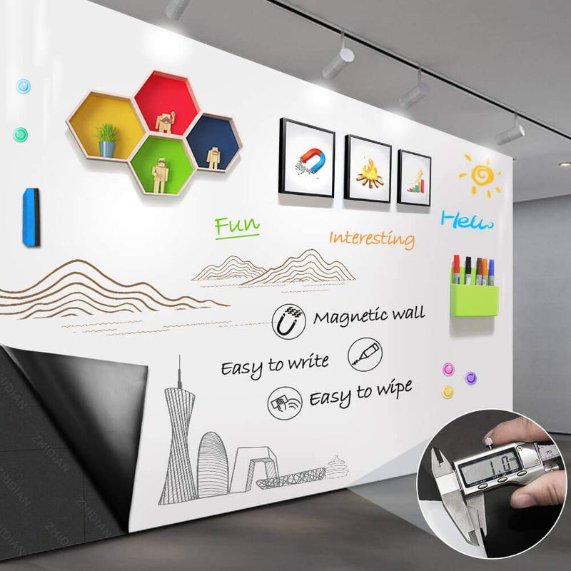 ZHIDIAN Magnetic Custom Banner for Indoor Outdoor Signs, Double-Layer Easy to Update, Personalized Whiteboard Sticker, Printable and Writable, 48x20"