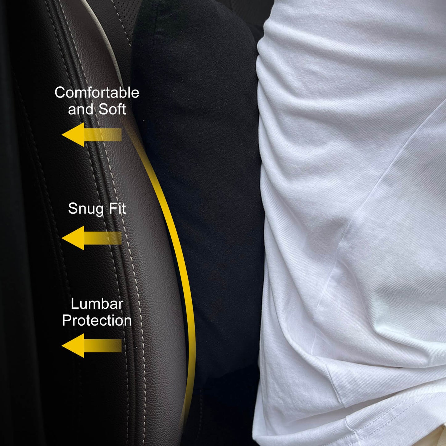 Graphene Car Seat Cushion Lumbar Support Pillow, Comfort Memory Foam Car Cushions for Driving, Sciatica & Lower Back Pain Relief for Auto, Office Chair, Wheelchair