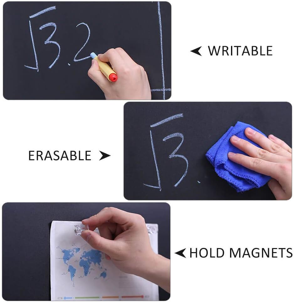 ZHIDIAN Magnetic Chalkboard Sticker for Wall | Non-Adhesive Back Blackboard Contact Paper, Thick and Removable