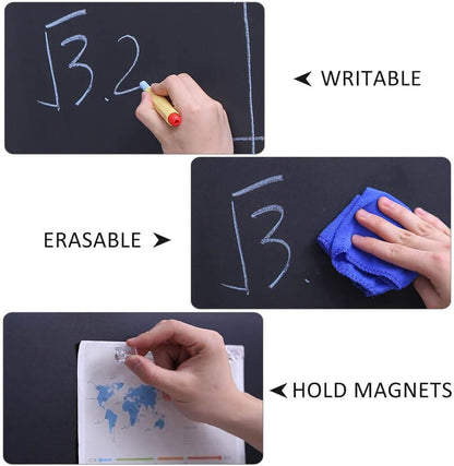 ZHIDIAN Magnetic Chalkboard Sticker for Wall | Non-Adhesive Back Blackboard Contact Paper, Thick and Removable