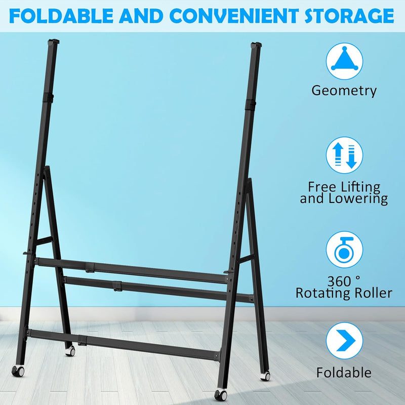 ZHDIAN A-Frame Foldable Whiteboard Stand, Height and Width Adjustable, Mobile Stand with Wheels for dry erase board, Chalkboard, Glass Board