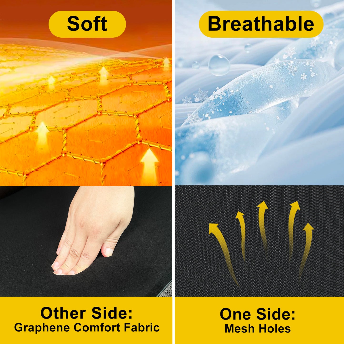 Graphene Car Seat Cushion Lumbar Support Pillow, Comfort Memory Foam Car Cushions for Driving, Sciatica & Lower Back Pain Relief for Auto, Office Chair, Wheelchair