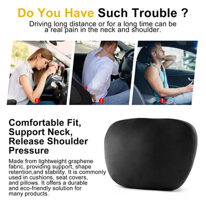 Graphene Car Seat Cushion Lumbar Support Pillow, Comfort Memory Foam Car Cushions for Driving, Sciatica & Lower Back Pain Relief for Auto, Office Chair, Wheelchair
