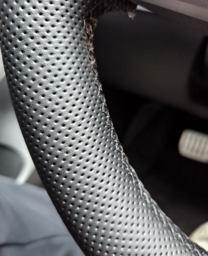 Universal Leather Steering Wheel Cover for Tesla Model 3/Y/X/S (Including 2024 Refreshed Models) - Hand-Sewn