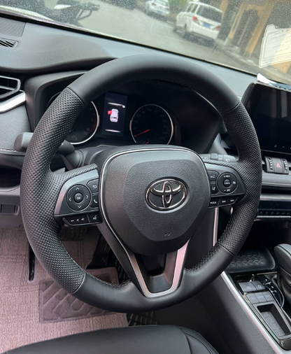 Genuine Leather Steering Wheel Cover for Toyota RAV4, Camry, Corolla