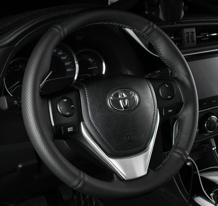 Genuine Leather Steering Wheel Cover for Toyota RAV4, Camry, Corolla