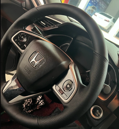 Genuine Leather Steering Wheel Cover for Honda CR-V, Civic