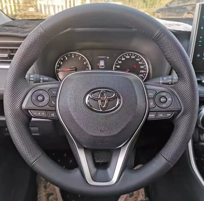 Genuine Leather Steering Wheel Cover for Toyota RAV4, Camry, Corolla