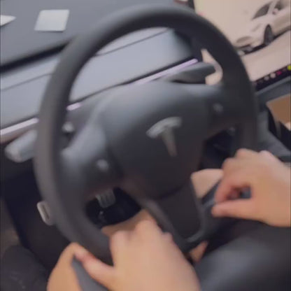 Universal Leather Steering Wheel Cover for Tesla Model 3/Y/X/S (Including 2024 Refreshed Models) - Hand-Sewn