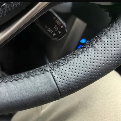 Leather Steering Wheel Cover for Ford F-150, Escape, Explorer, Mustang — Hand-Sewn