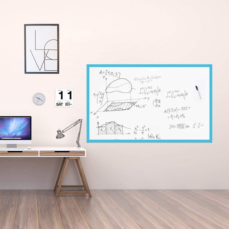 Large Magnetic Whiteboard Sticker for Wall | Non-Adhesive Back with Dry Erase Board Surface | 94 x 48 Inches, Includes 2 Markers 6 Magnets | Thick and Removable