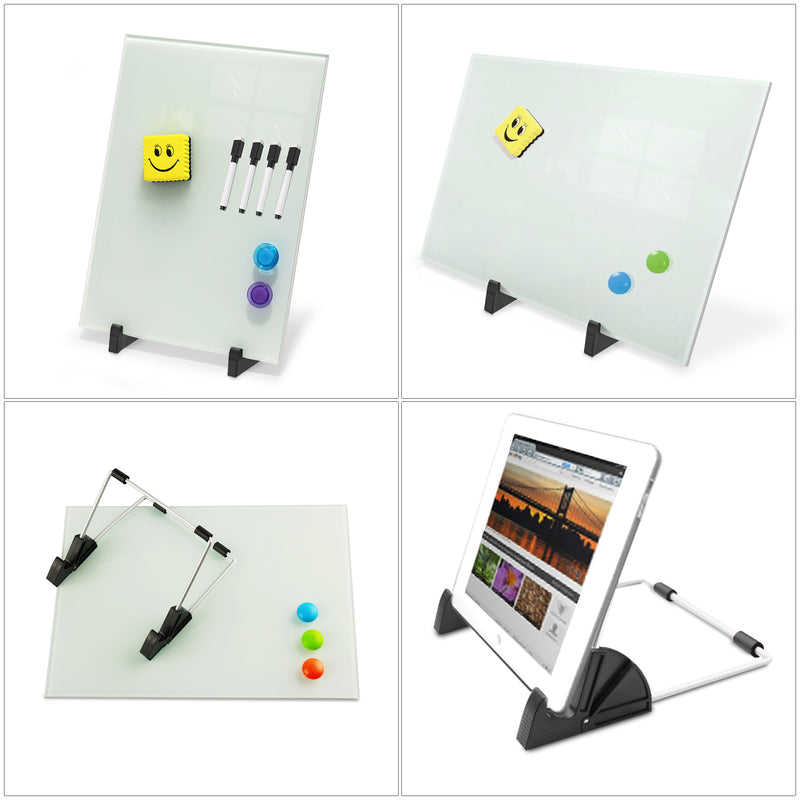 ZHIDIAN Small Glass Dry Erase Board Desktop Easel - 10 x 14 inches