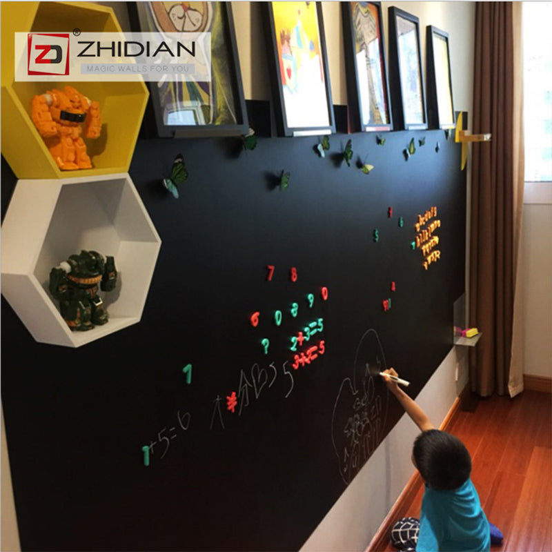 ZHIDIAN Magnetic Chalkboard Contact Paper for Wall, 60" x 36" Non-Adhesive Back Chalkboard Wallpaper, Blackboard Wall Sticker with Chalks for Home/School/Playroom
