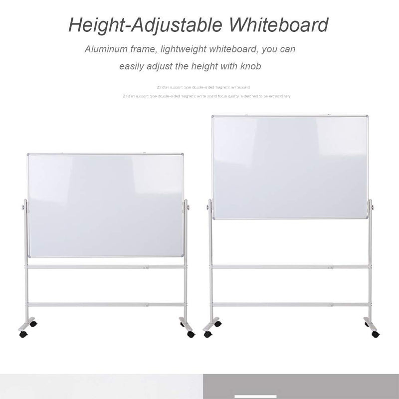 Double-sided Magnetic Mobile Whiteboard with Stand, Height-adjustable & Lockable Wheels, 48" x 36"