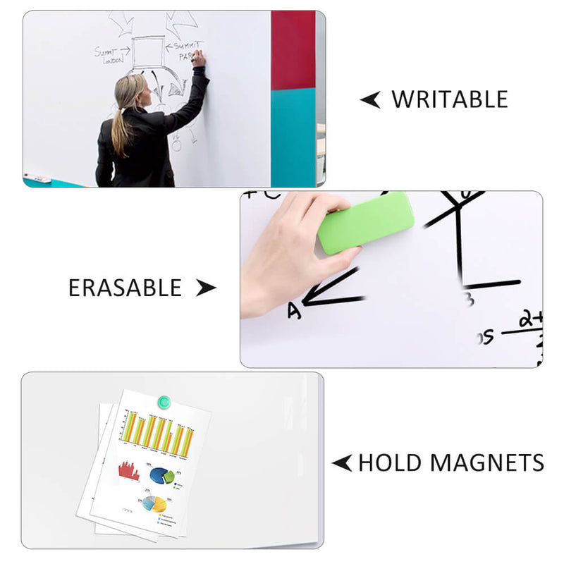 ZHIDIAN Magnetic Whiteboard Sticker, Dry Erase Whiteboard Contact Paper for  Wall, Dry-Erase Board Wallpaper for School/Office/Home, Includes 4 Markers,  Non-Adhesive Back, zhidianoffice