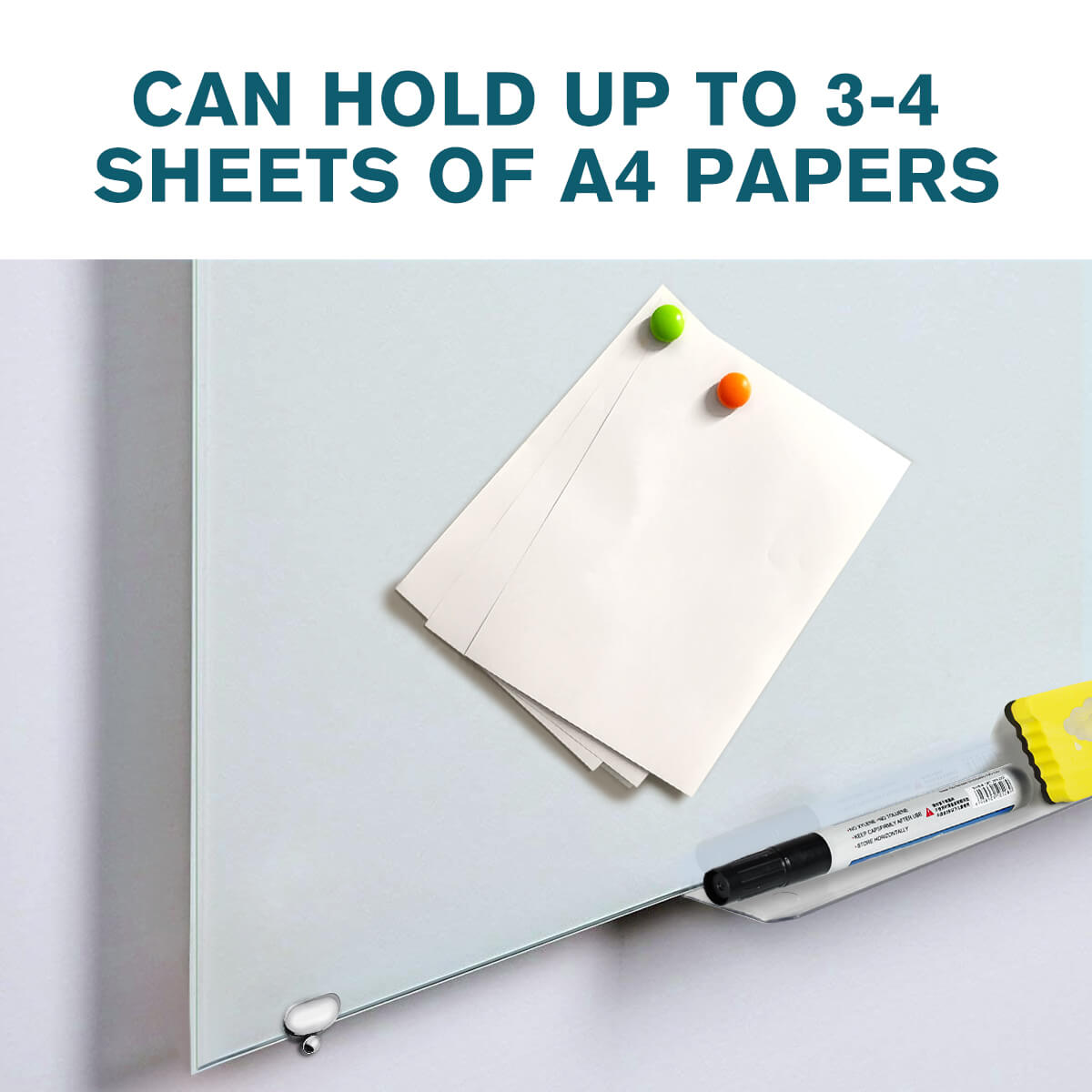 ZHIDIAN Glass Dry Erase Board, Magnetic Tempered Whiteboard for Wall, 4 Markers, 1 Eraser, 4 Magnets