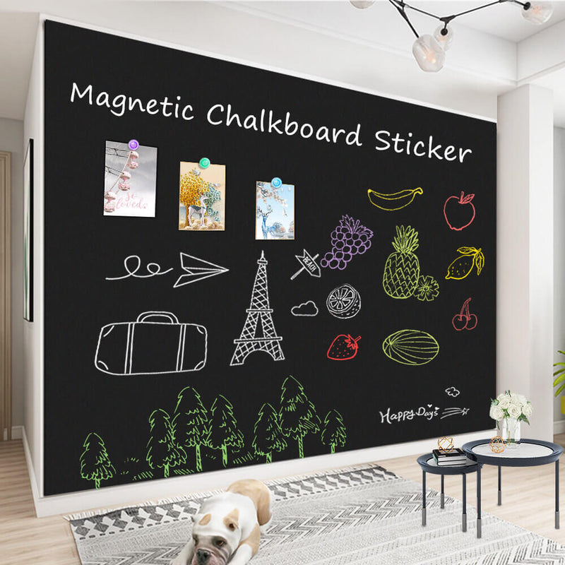 Magnetic Chalkboard Contact Paper, Self Adhesive Magnetic Wall Board  Sticker, Magnetic Wallpaper for Kids Toddlers Playroom, 39 x 18