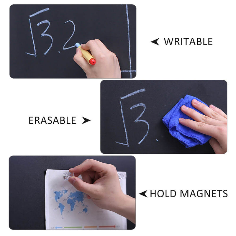 ZHIDIAN Chalkboard Roll Magnetic Receptive Blackboard Wall Sticker with Chalks, 36" x 24", Non-Adhesive Back Removable Reusable Thick Chalkboard for School Classroom/Office/Home