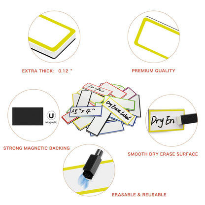 ZHIDIAN Large Magnetic Dry Erase Labels 1.5" x 4", 30-Pcs