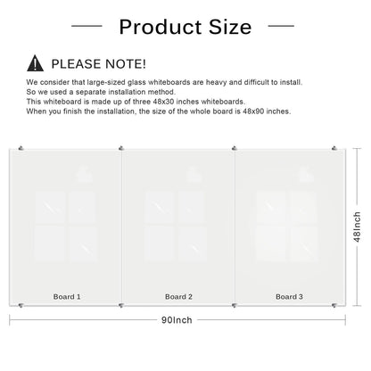 ZHIDIAN Glass Dry Erase Board, Magnetic Tempered Whiteboard for Wall, 4 Markers, 1 Eraser, 4 Magnets