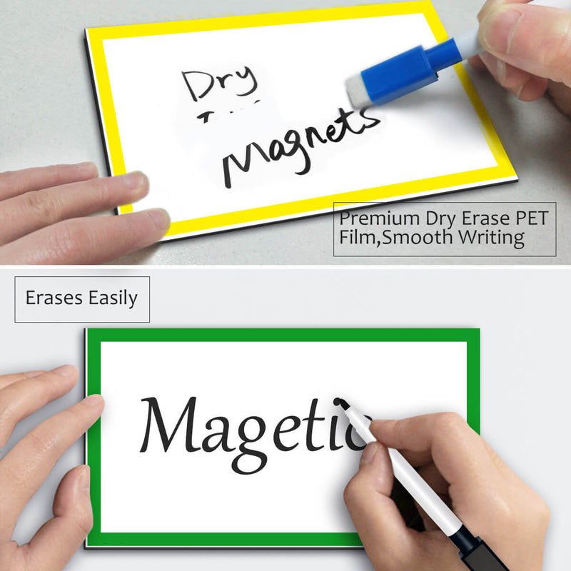 Magnetic Dry Erase Labels Ultra-Large - 6 x 3.5 Inch - 5Pcs Rectangle Name Plates Tags White Board Writable Flexible Magnet Stickers for Whiteboards Refrigerator
